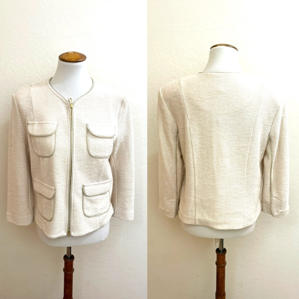 CAbi Cream Textured Zip-Front Jacket - Picture 3 of 4